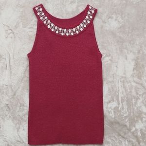 Burgundy Embellished Sleveless Sweater